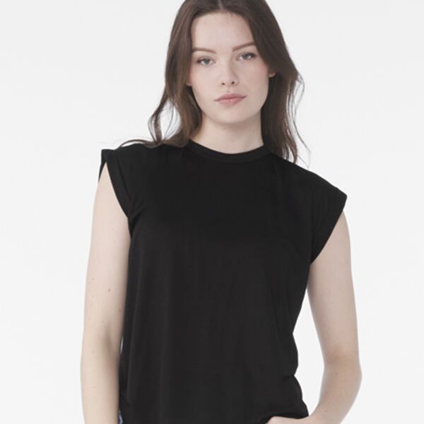 Bella Ladies Flowy Rolled Cuff Muscle T-Shirt Thumbnail